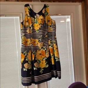 Navy & Yellow Floral Dress